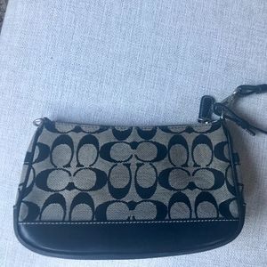 Coach Black Signature Pochette with Wristlet